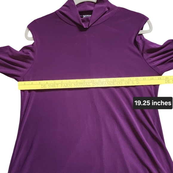 CLARA SUN WOO Dress Womens Small Purple Cold Shoulder Turtleneck Stretch Knit US - Picture 7 of 9